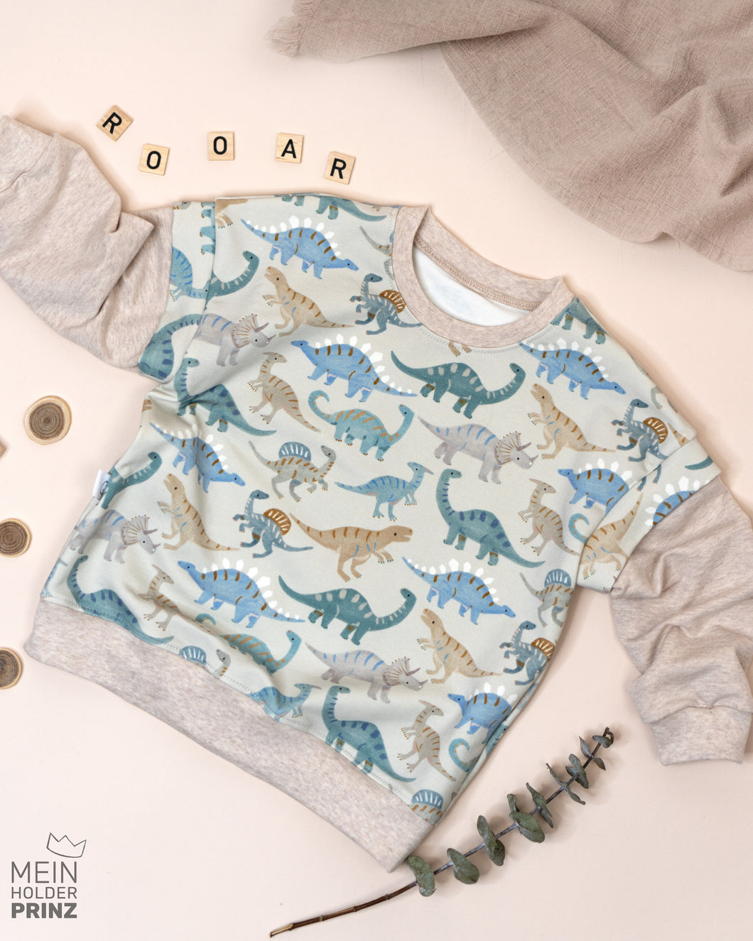 Sweater Dinos blau/beige