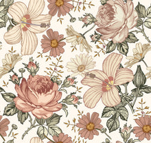 Load image into Gallery viewer, Garden Flowers vintage creme - Jersey
